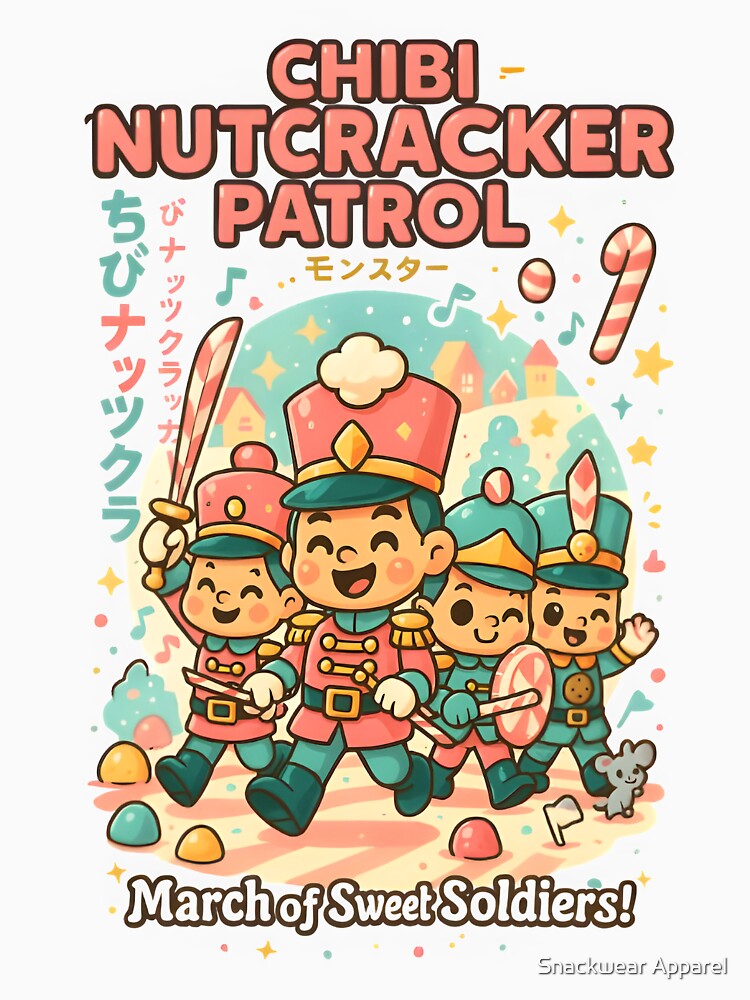 Chibi Nutcracker Patrol – Cute Christmas Toy Soldier Squa by Snackwear Apparel
