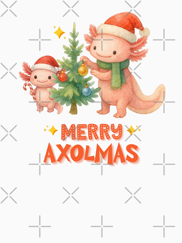 Merry Axolmas cute Christmas axolotls by FatBirdie