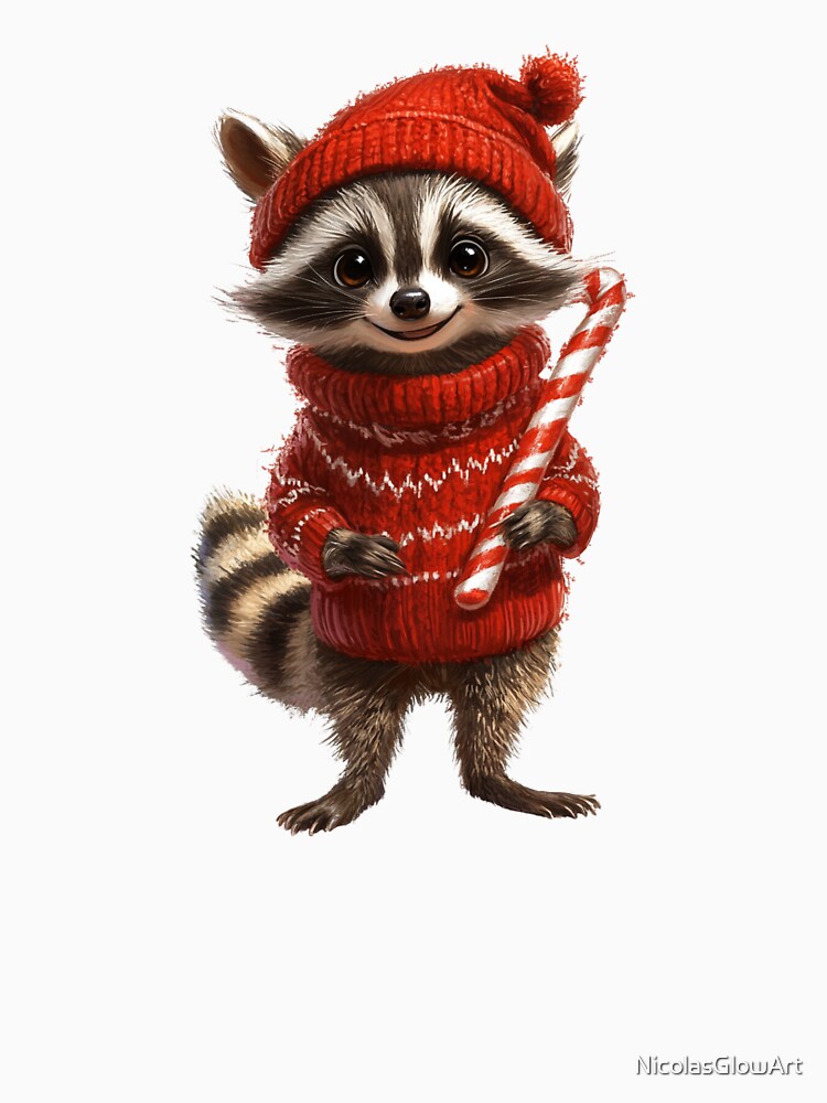 Cute Raccoon Christmas Design by NicolasGlowArt