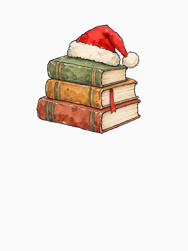 Cozy Bookish Christmas with Santa Hat by Jessie's Palette