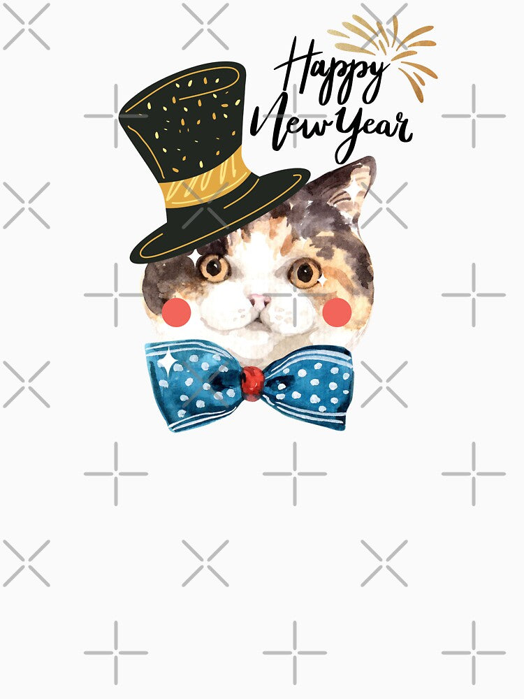 Happy New Year Cat by Playful Strokes pom@pom