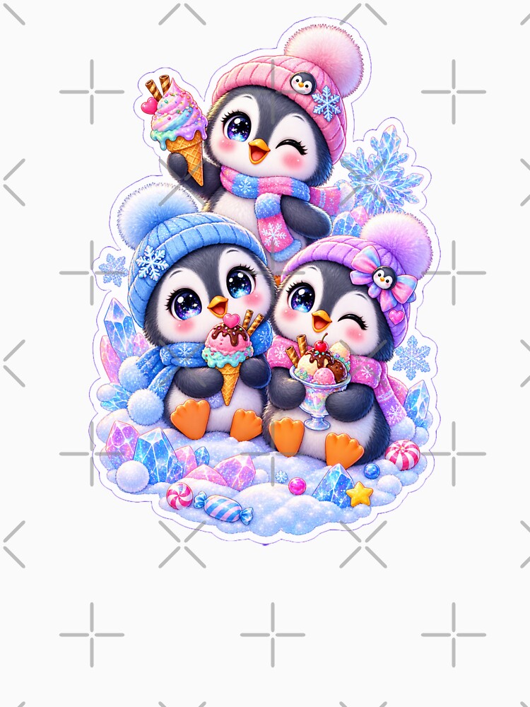 Cute Baby Penguin Ice Cream Winter Sticker – Kawaii Snowy Penguin Dessert by Sidra digital art 8277237