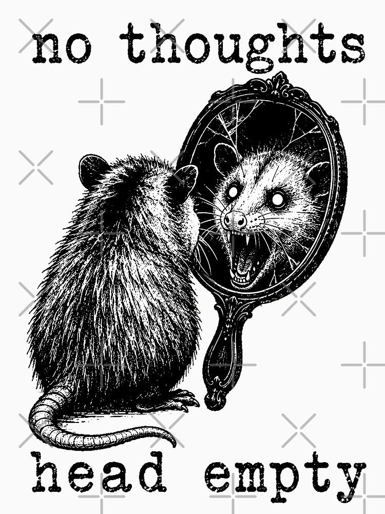 No Thoughts Head Empty Opossum Gothic Mirror Existential Meme by chattsuede