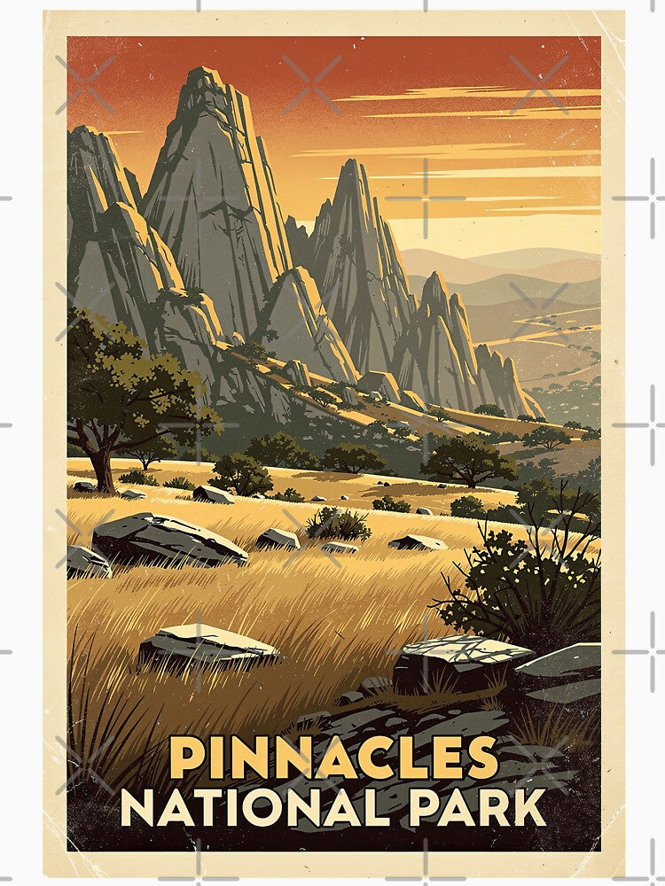 Pinnacles National Park Vintage Travel Art by Teelogic