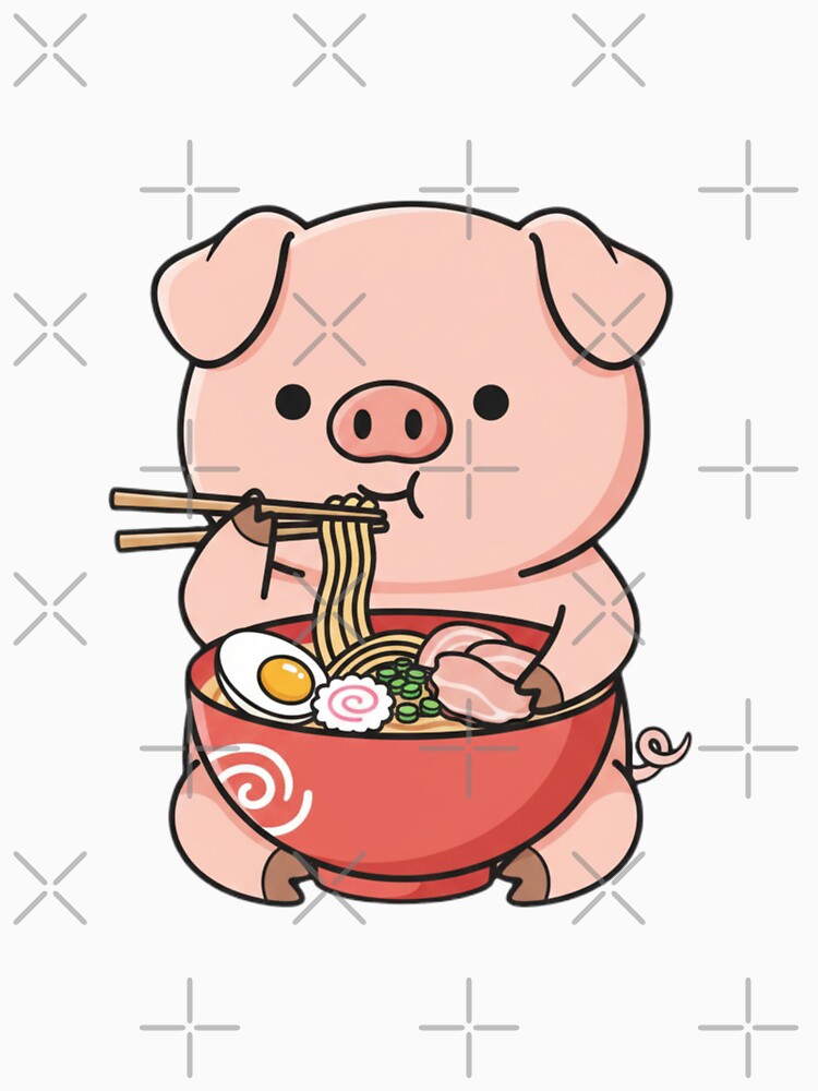 Pig ramen noodles japanese ramen food kawaii cute adorable by CheeseBlueprint