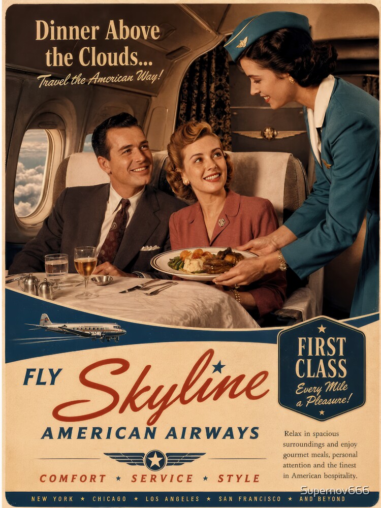 Wall Art - Postcard - Dinner Above the Clouds – Skyline Airways by ForeverPrintsOK