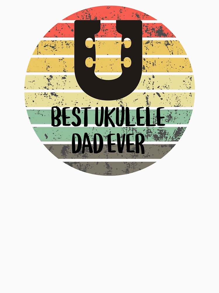 Best Ukulele Dad Ever with retro sunset by hardscuffle