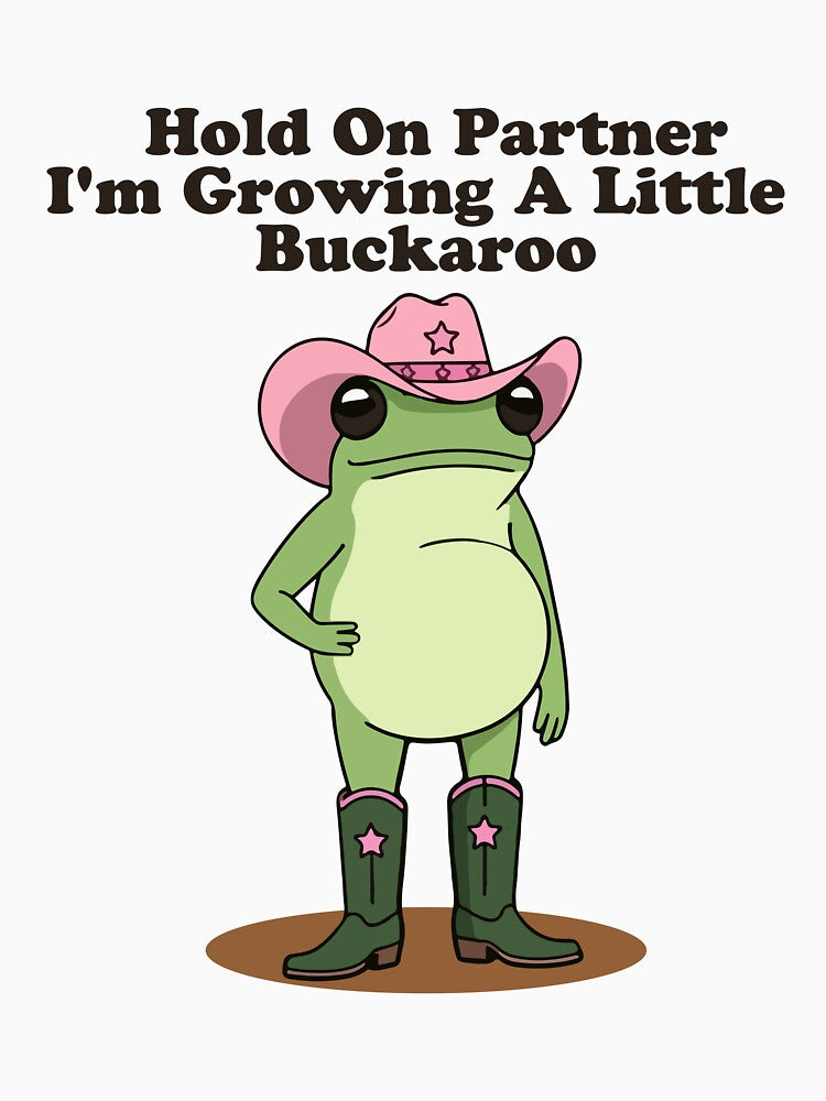 Hold On Partner I'm Growing A Little Buckaroo  Funny Frog Pregnancy Pregnancy Announcement Frog Lovers by MotivaChic