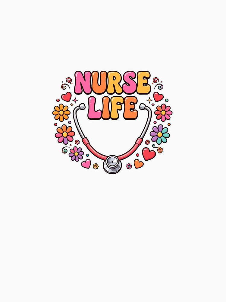 Groovy Nurse Life Retro Flowers Stethoscope Funny Nurse Squad RN by Petringo