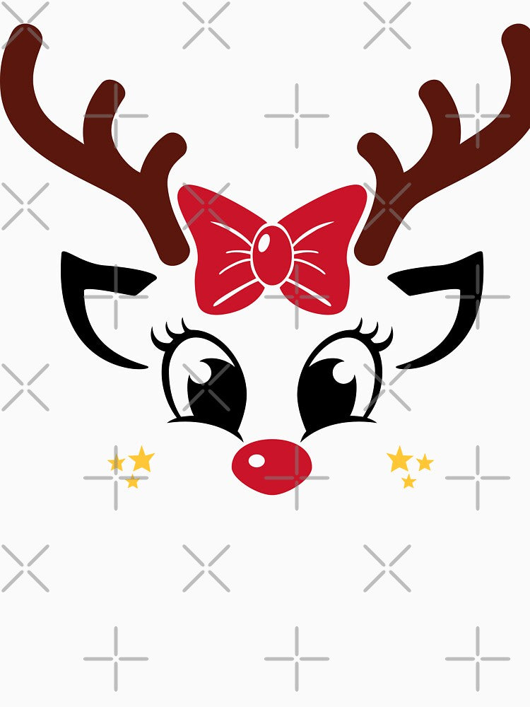 Christmas Reindeer Face, Cute Girl Reindeer by GoldenSunsetBloom