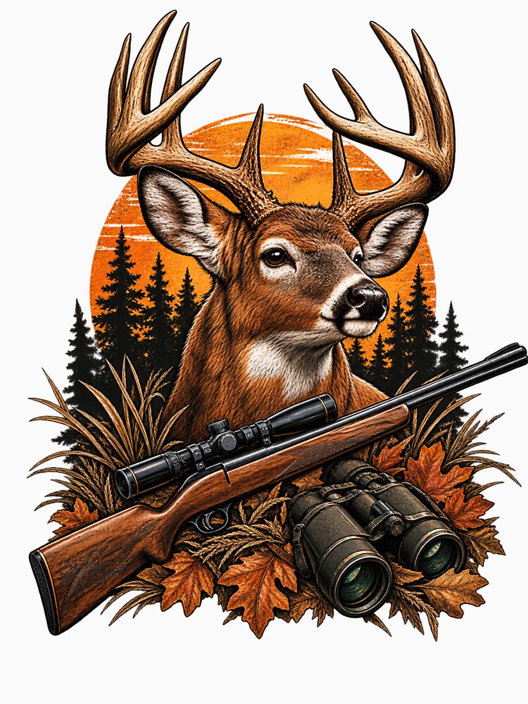 Vintage Deer Hunting Halloween Hunter Design by Shopex10