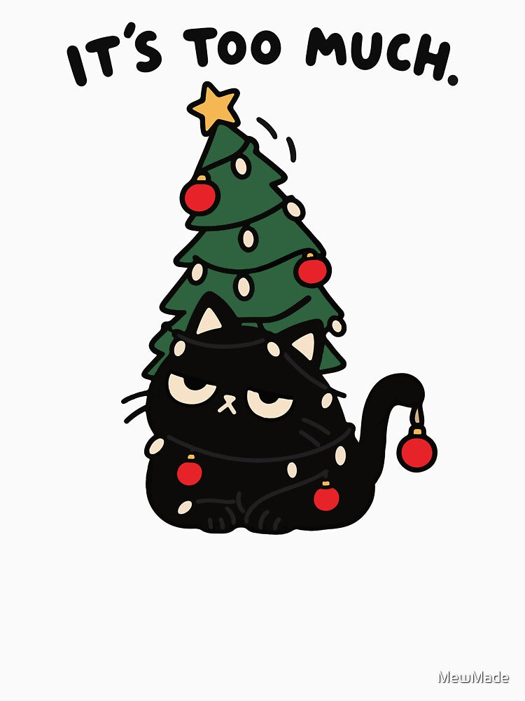 Funny Grumpy Black Cat Holiday Design by MewMade