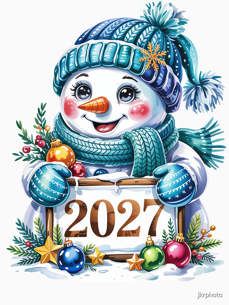 Snowman with 2027 Sign by jkrphoto
