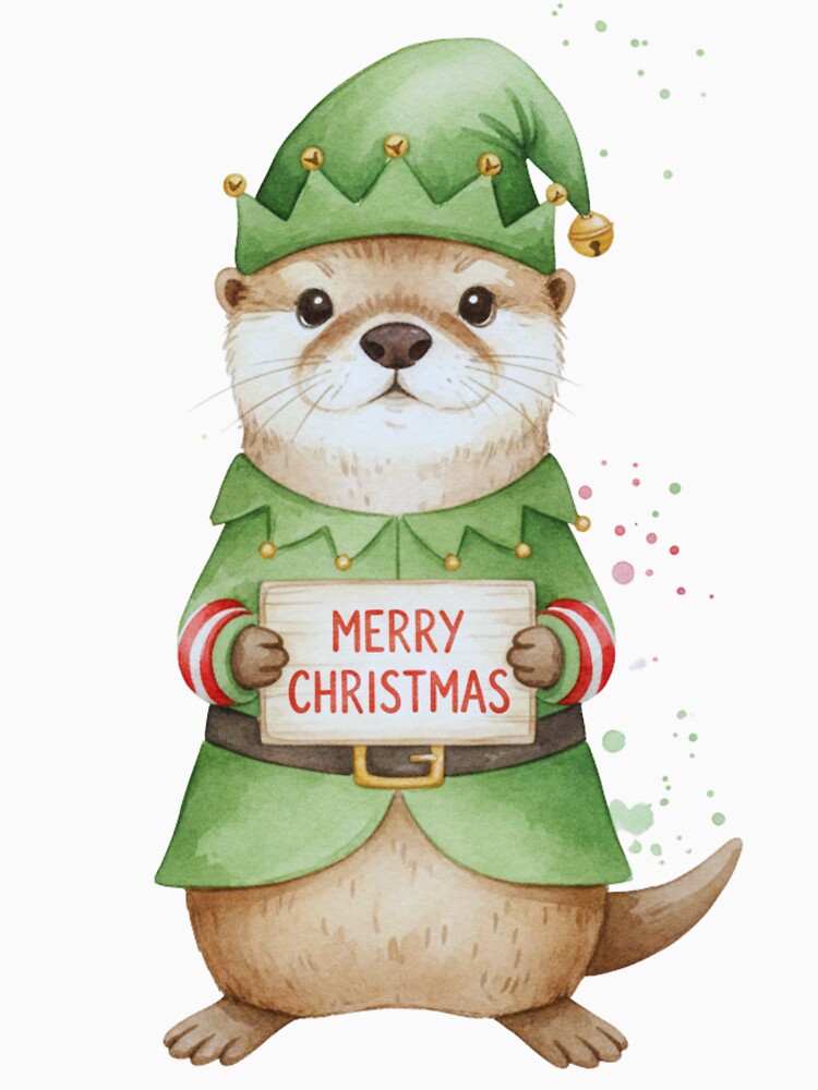 Christmas Otter Elf – Whimsical Holiday Character Art by Otterly Cute