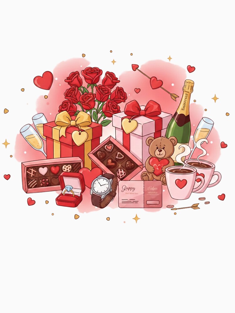 Romantic Valentine's Day Gifts and Roses Illustration by ToNi304