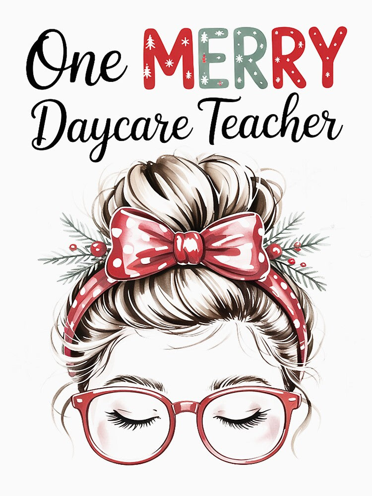 Daycare Teacher Messy Bun Preschool Teacher Christmas by ForestMmost