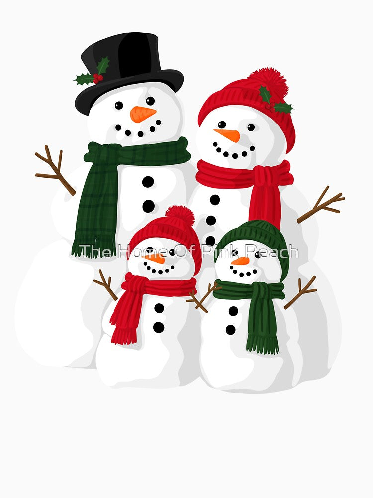 Cute Snowman Family Christmas Festive Winter Design by The Home Of Pink Peach