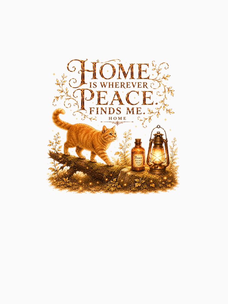 Home Is Wherever Peace Finds Me Vintage Cat Cozy Aesthetic by AQUILAKREO