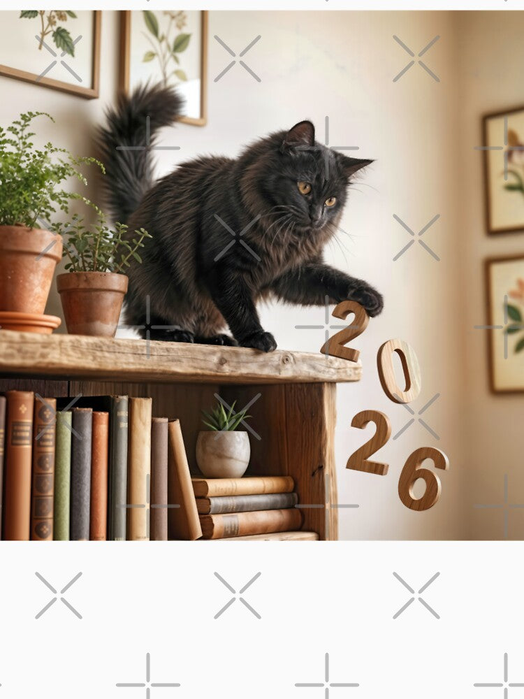 Cat Knocking Off 2026 Year Numbers by Maria Dryfhout