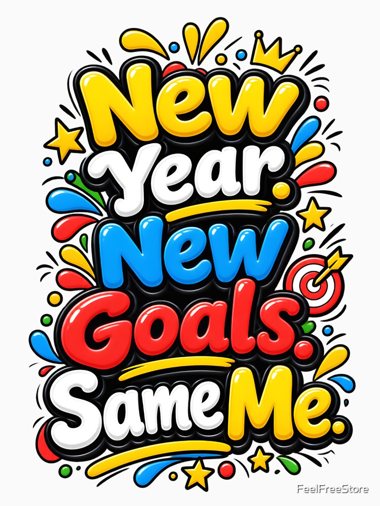 New Year New Goals Same Me | Funny New Year Motivation Design by FeelFreeStore
