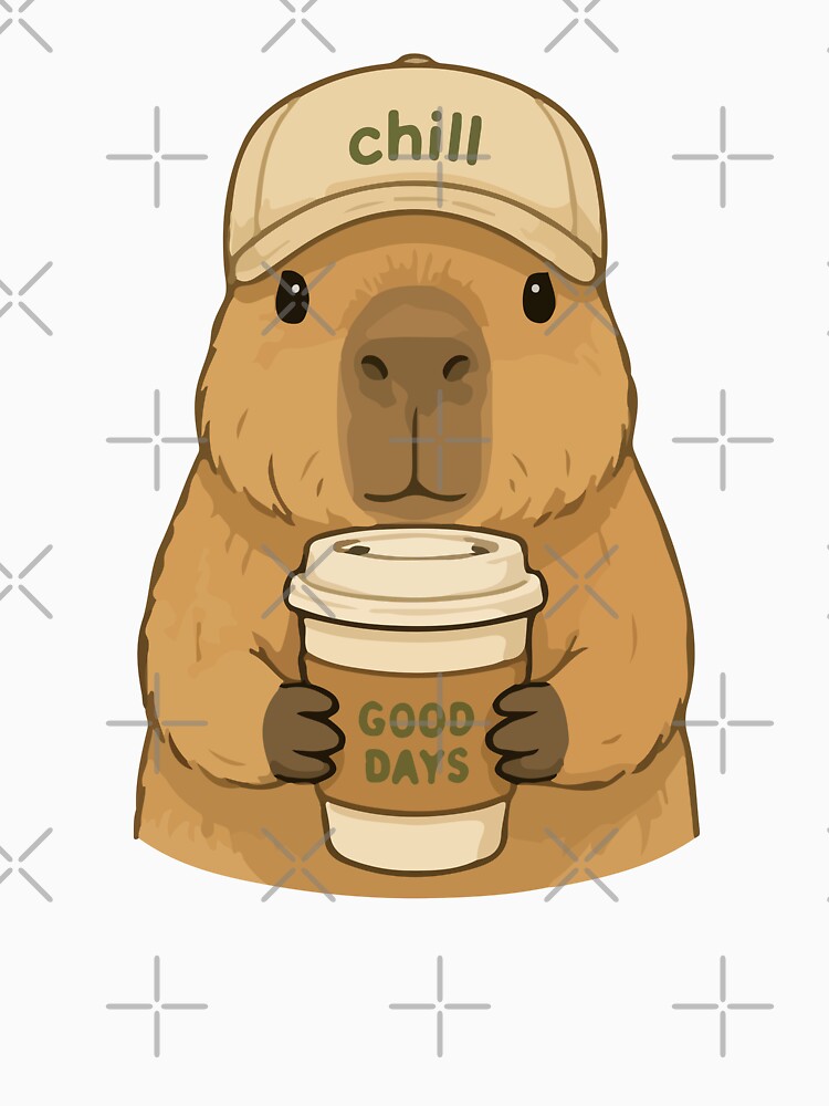 Capybara Cartoon with Coffee Chill Good Days by stylishdzign