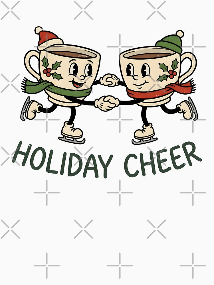 Holiday Cheer Ice Skating Coffee Mugs Vintage Cartoon by BobaBunny76