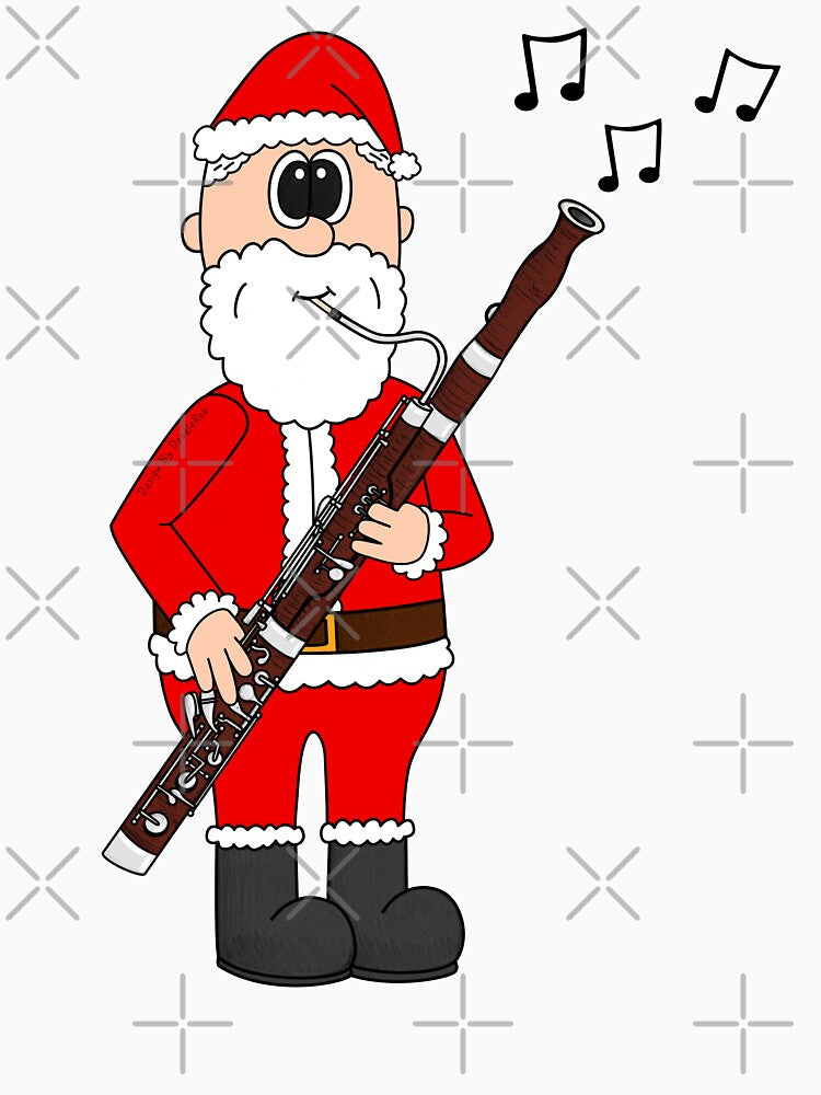 Santa Playing Bassoon, Christmas Bassoonist Woodwind Musician by doodlerob
