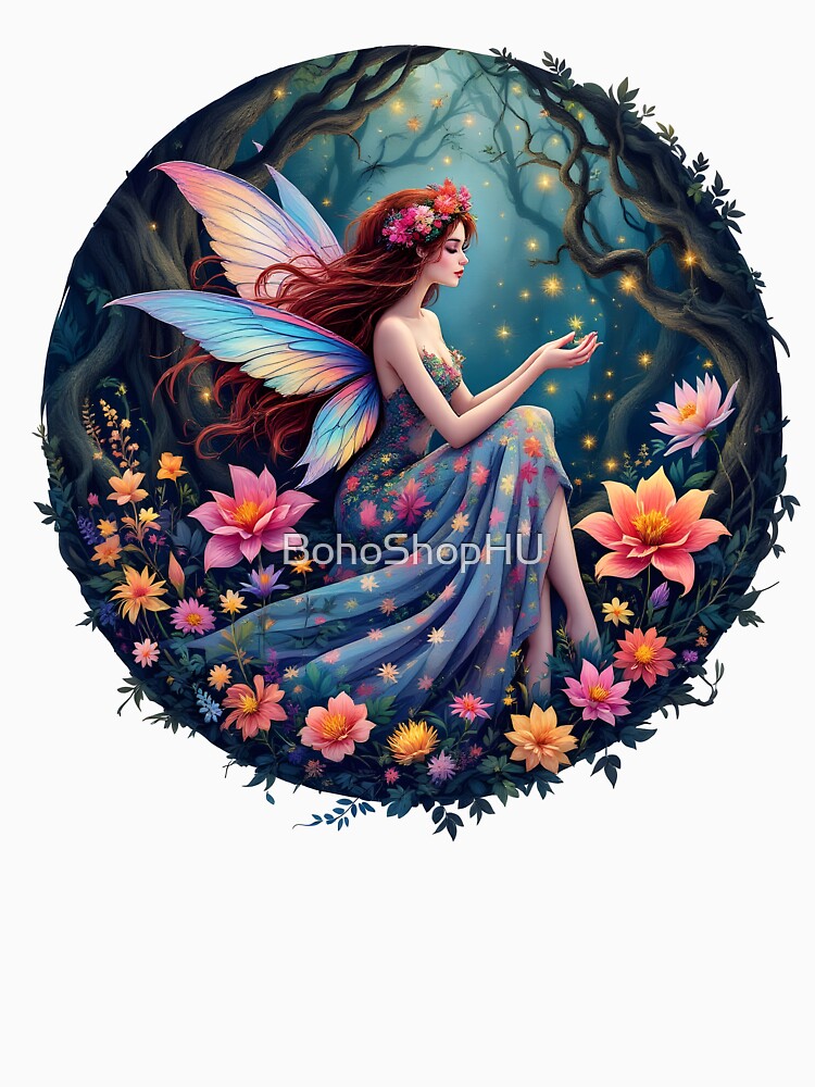 Forest fairy with flowers at night by BohoShopHU