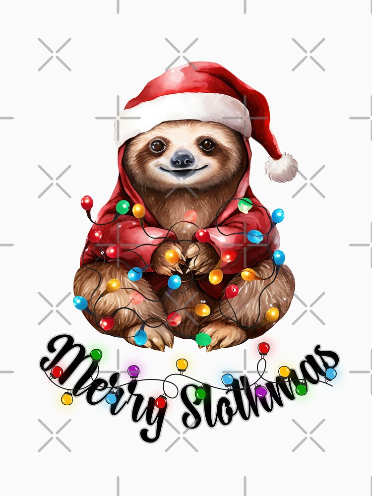 Merry Slothmas,Christmas Sloth with Christmas Lights by BotunPeony