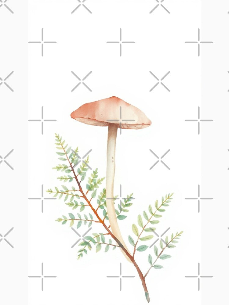 Minimalist Watercolor Botanical Mushroom Fine Art by Vida e Arte