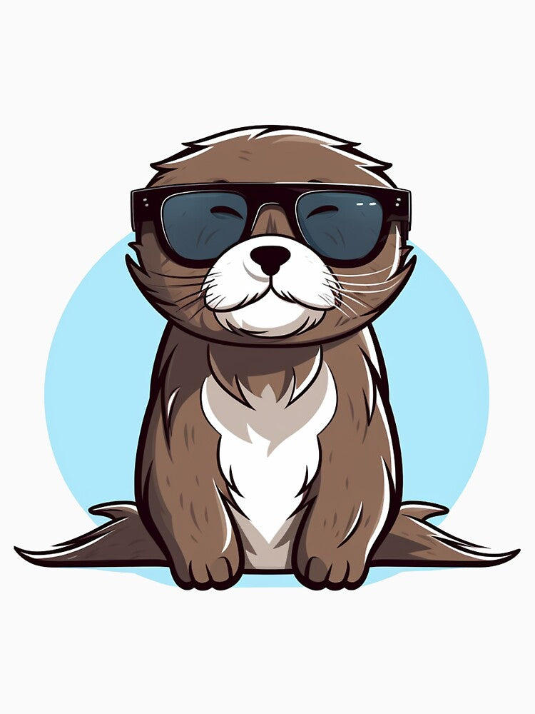 Cute and Cool Daddy Otter Wearing Sunglass by quotopia