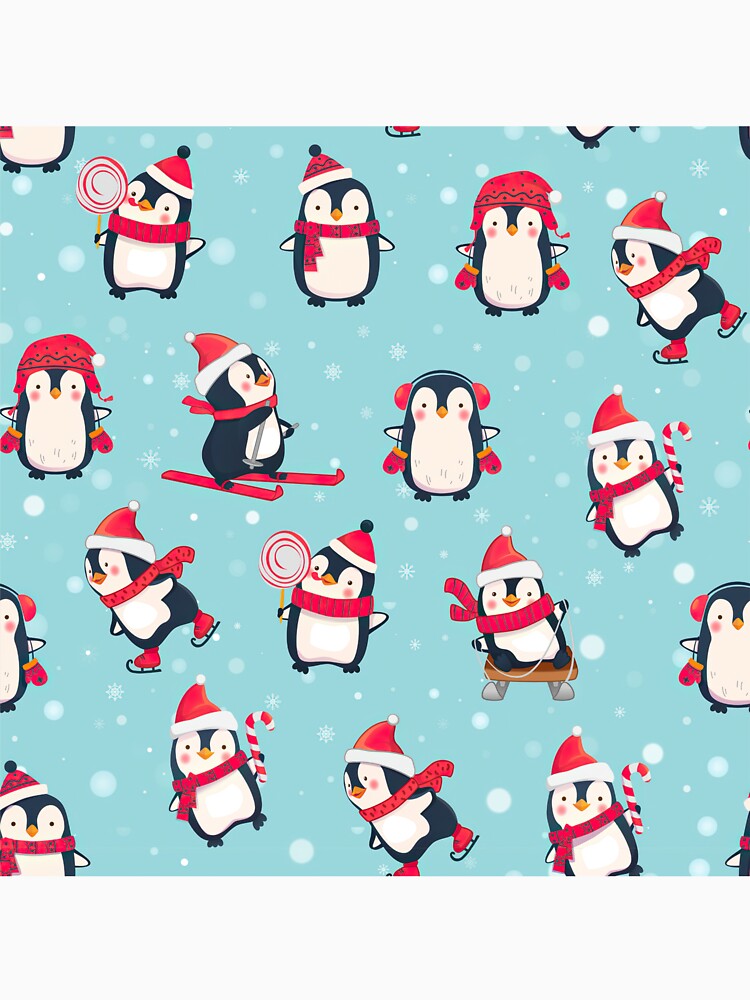 Winter Penguins Playing by AletacStore