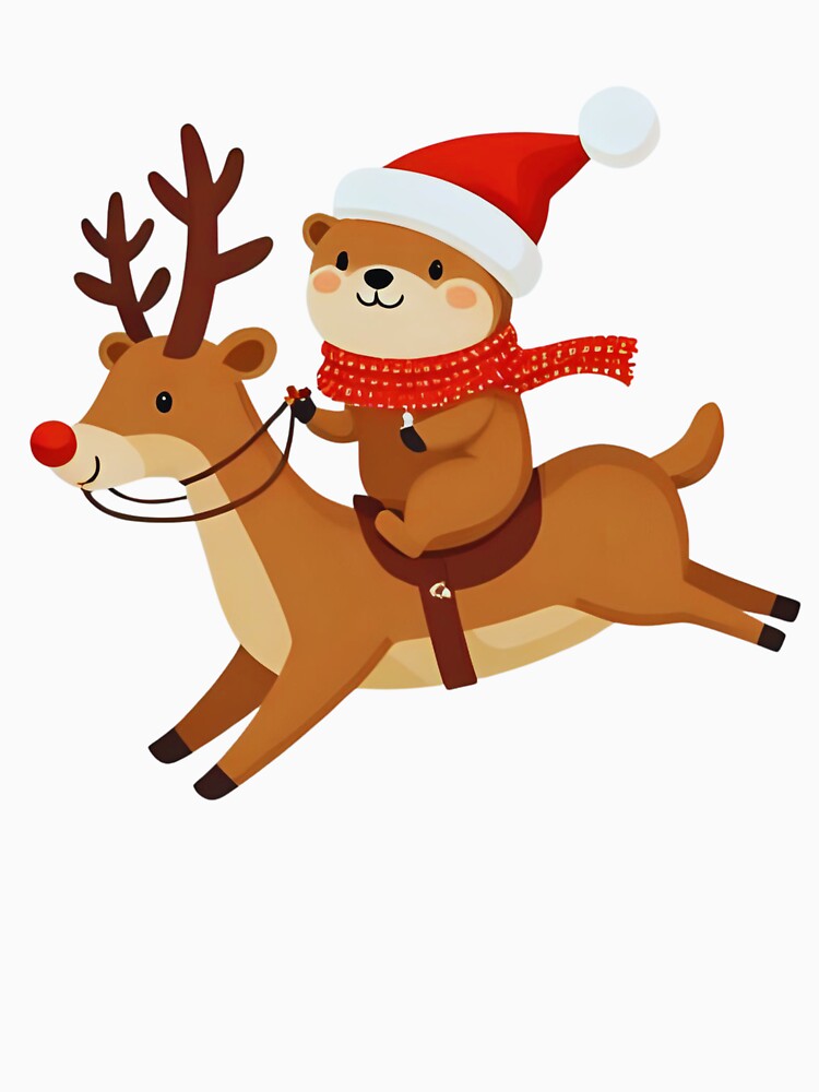 Otter Claus on a Reindeer Ride – Adorable Christmas Otter by Otterly Cute