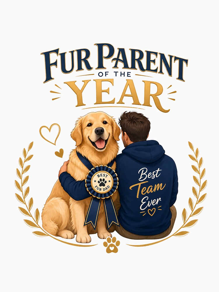 Fur Parent of the Year Golden Retriever Dog Dad T-Shirt by Ashley critters