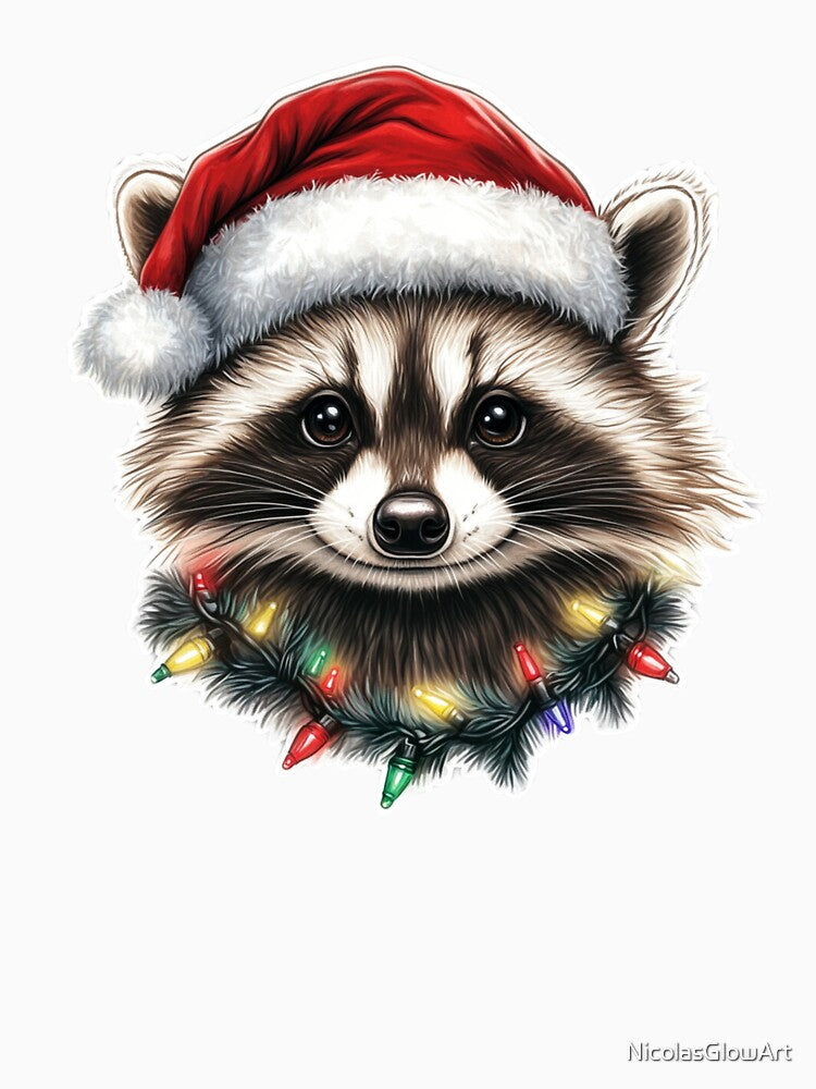Cute Raccoon Christmas by NicolasGlowArt