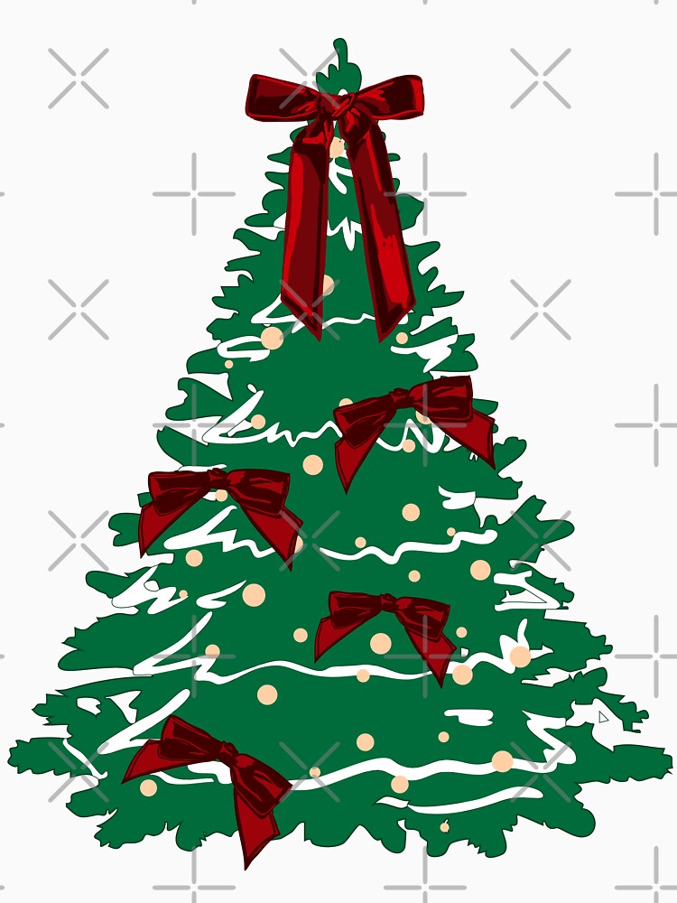 Elegant Christmas Tree with Silk Red Bows by MaiZephyr