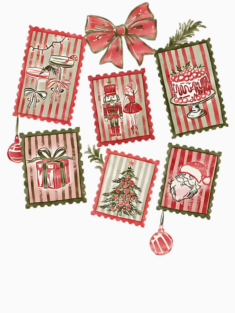Vintage Christmas Postage Stamps Shirt – Retro Holiday Postcard Tee by Piwemal