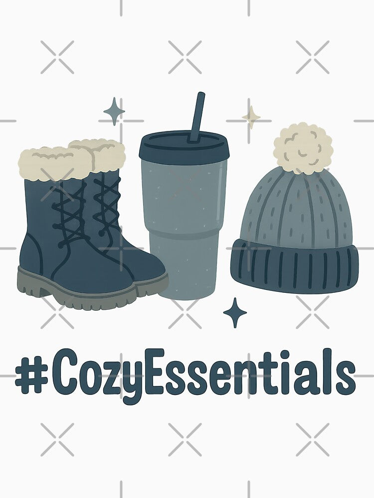 #CozyEssentials – Minimalist Winter Boots, Beanie & Tumbler Design by inkoutninja