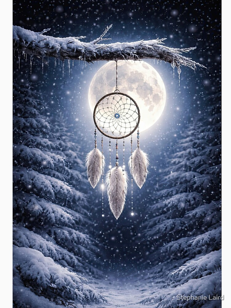 Winter Dreamcatcher Under Full Moon Winter Solstice by Stephanie Laird