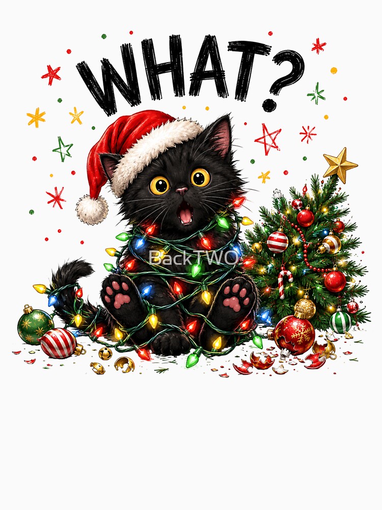 What Black Cat Christmas – Funny Holiday Design by BackTWO