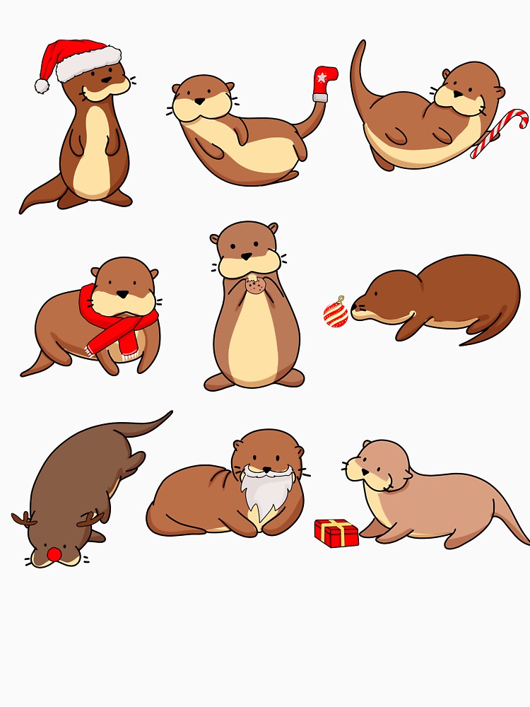 Christmas otters by Wayoftheartist