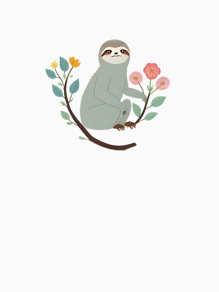 Sloth Picking Flowerss by hyggefolkart