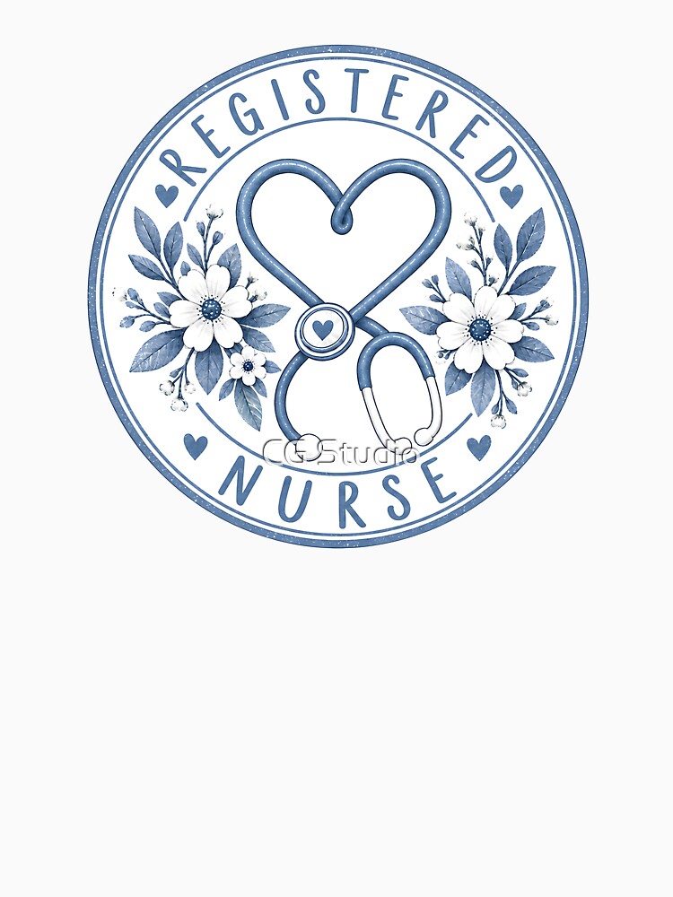 Registered Nurse Floral Stethoscope Heart Graphic by CG Studio