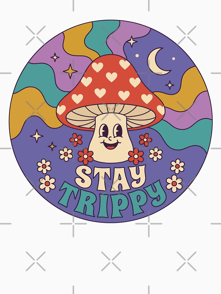 Stay Trippy Cute Mushroom | Groovy Psychedelic Aesthetic 70s Hippie Retro Character by Antonio Piguave