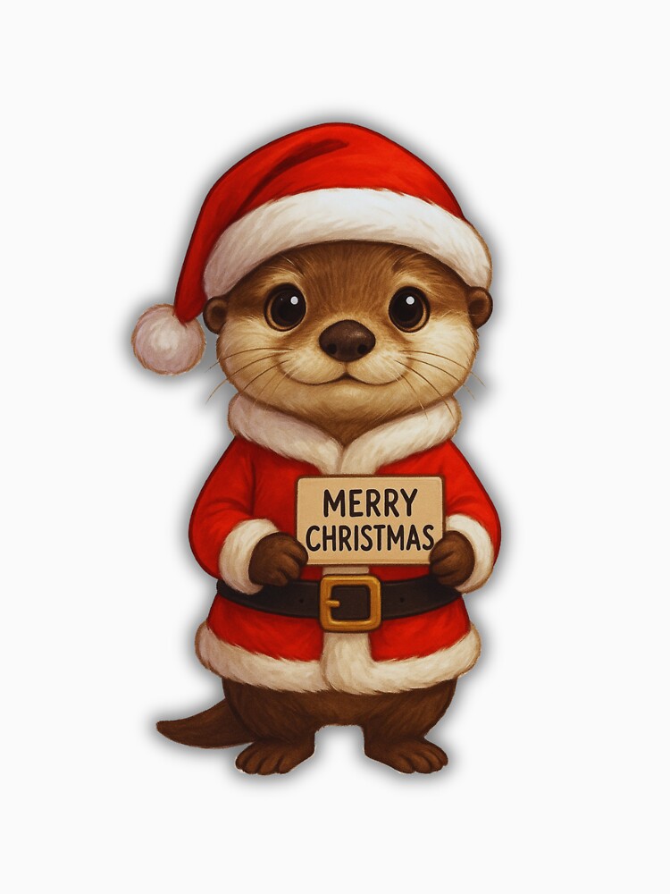 Kawaii Otter in Santa Suit – Cute Christmas Character Art by Otterly Cute