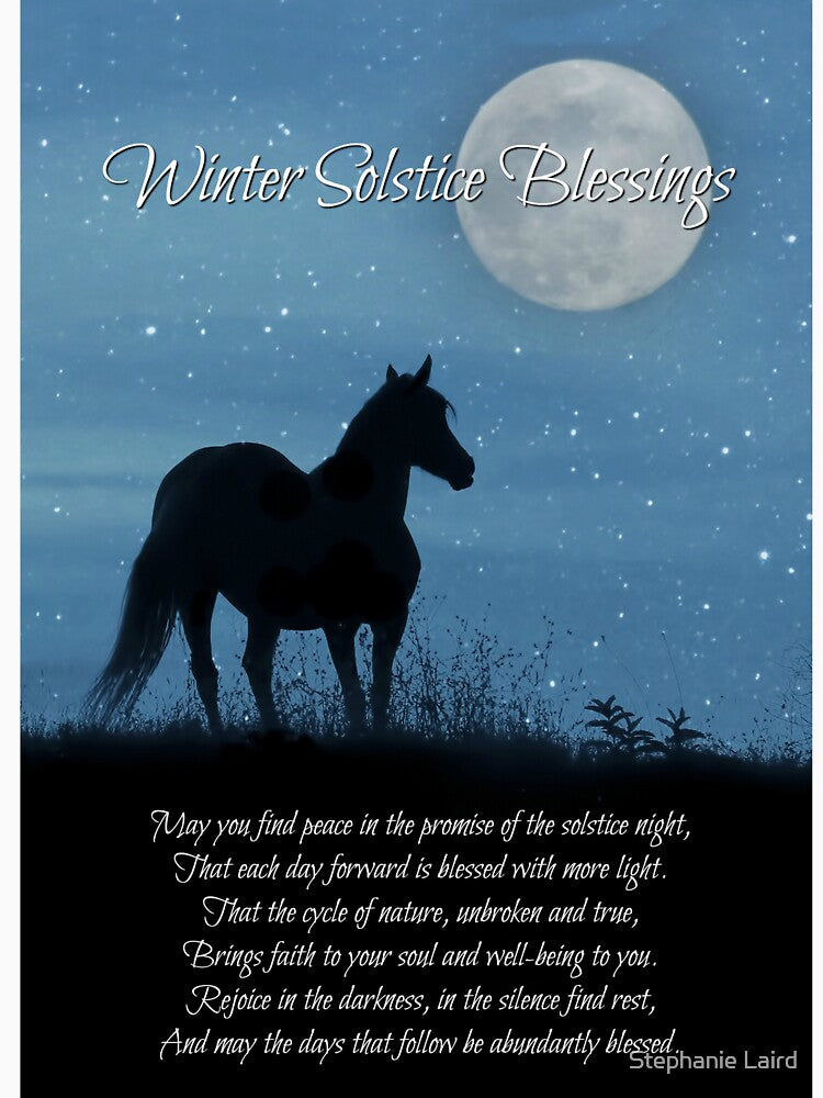 Horse and Moonlight Night Winter Solstice Blessings by Stephanie Laird