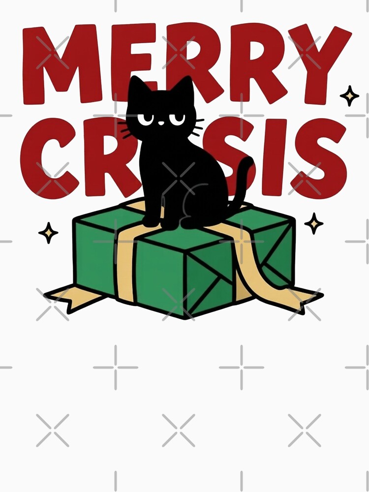 Black Cat Sitting on Christmas Gift Box / Funny Holiday Illustration by LuloCreative