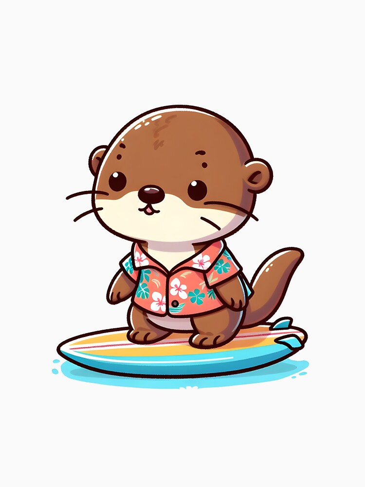 Kawaii Otter With Hawaiian Shirt by CanvasCutie