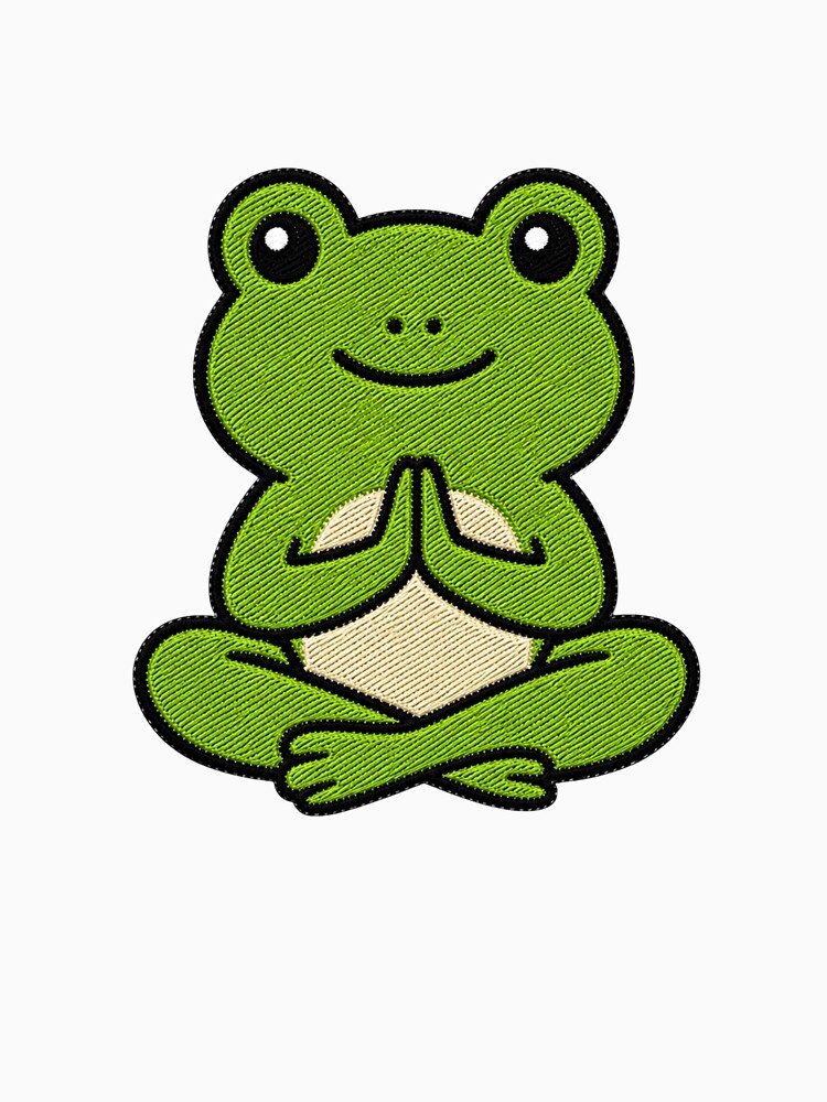 Cute Frog Doing Yoga Kawaii Embroidery Patch by ColorSplash123