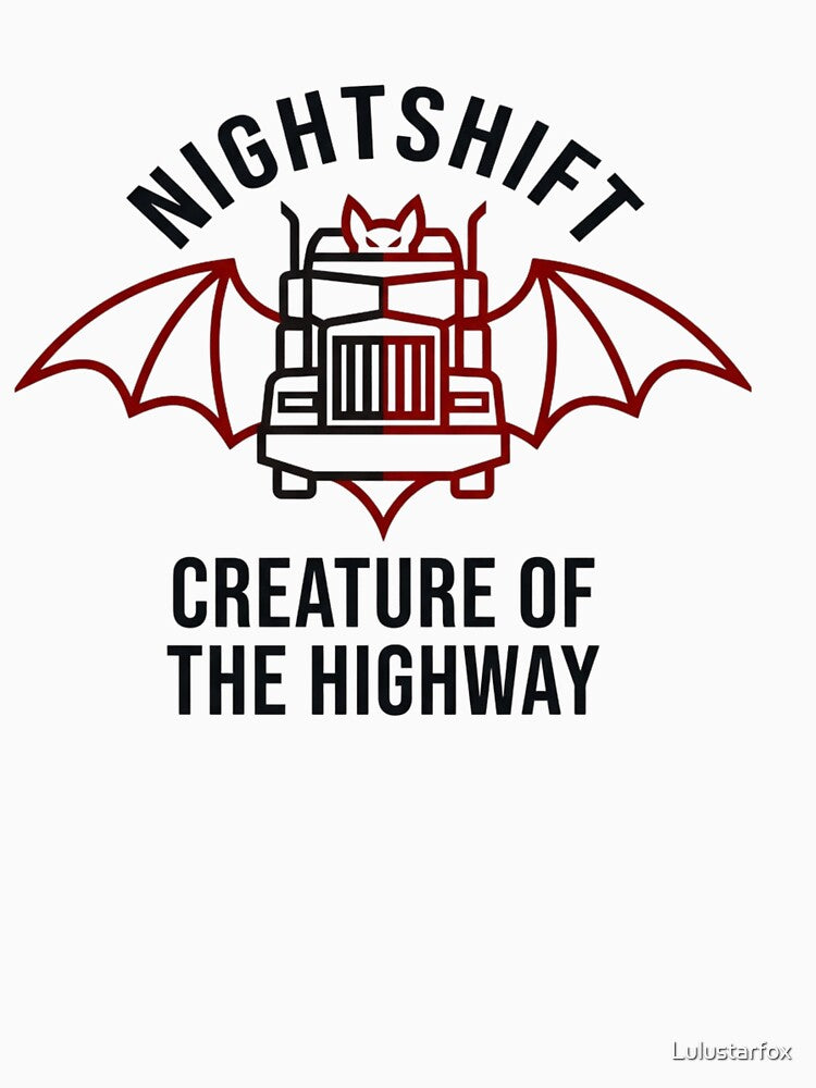 Creature Of The Highway Halloween Bat Wing Semi Truck Night Shift Trucker Shirt by Lulustarfox